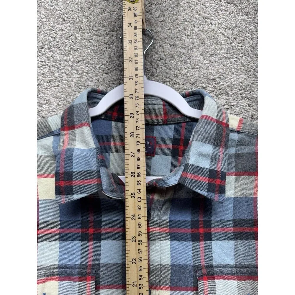 Untuckit Flannel Shirt Mens XXL 2XL Regular Button Up‎ Cotton Navy Plaid
